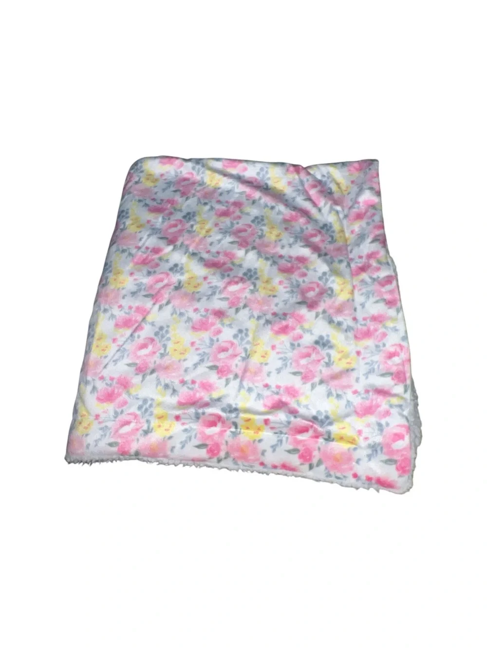 Kensie Baby Floral Blanket Pink Yellow Rose Sherpa Minky Plush Flower LIKE NEW